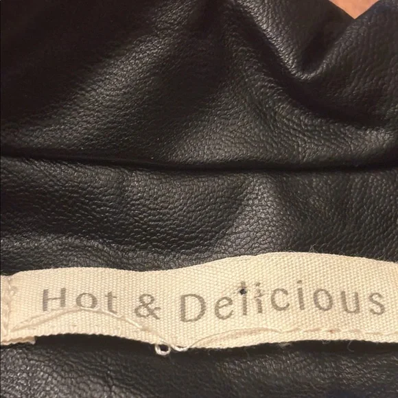 Hot & Delicious Embellished Black Faux Leather Moto Jacket Large - Picture 8 of 10